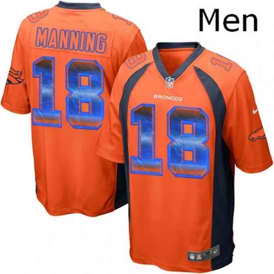 Men Nike Denver Broncos 18 Peyton Manning Limited Orange Strobe NFL Jersey